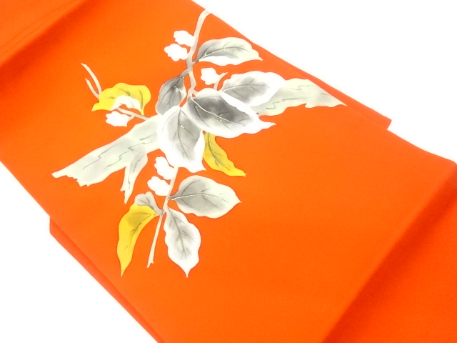 リサイクル　塩瀬金彩手描き枝葉模様名古屋帯